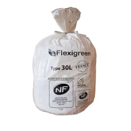 Sacs poubelle 30L flexigreen NFE  blanc 13µ  lien classique Jet'sac