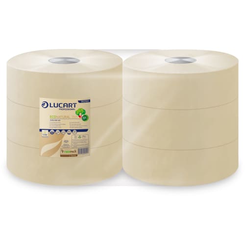 Papier toilette rouleau géant Lucart Econatural havane 350m prédécoupé 8,5 x 24 cm Ecolabel photo du produit front L