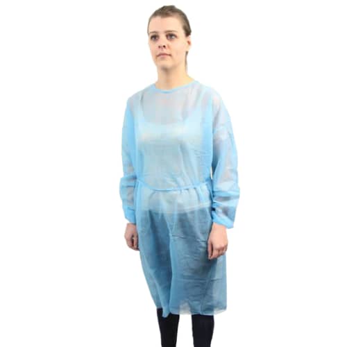 Blouse de soins PLP 25g/m² à liens élastiques poignets bleu longueur 110 cm Hopen photo du produit front L