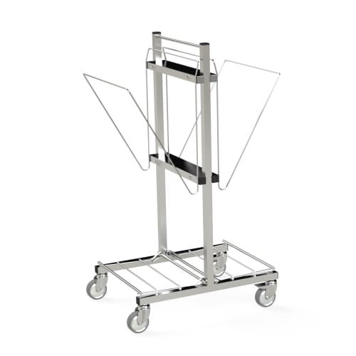 Chariot double supports moyens et grands sacs inox Villard photo du produit front L