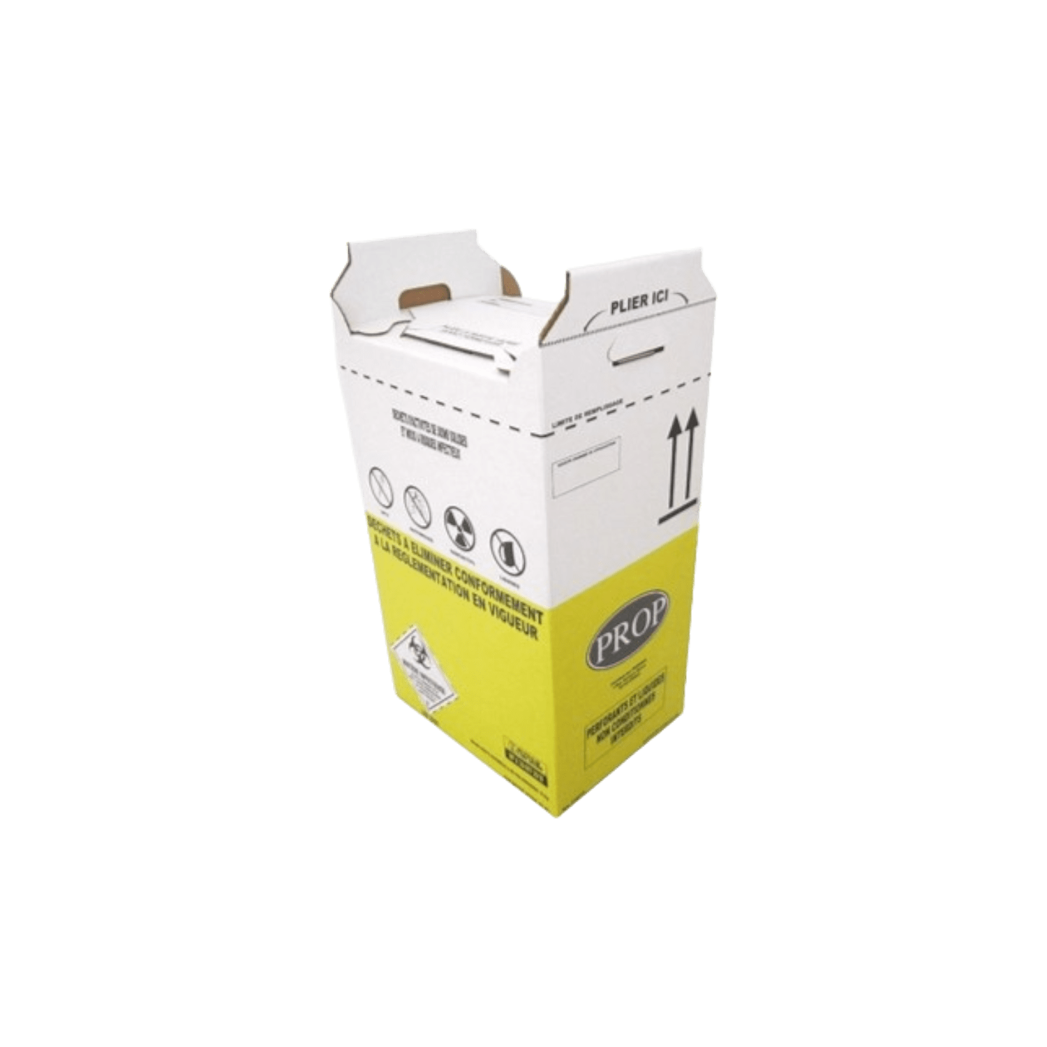 Carton hospitalier DASRI 50L bas lien cranté NF X photo du produit