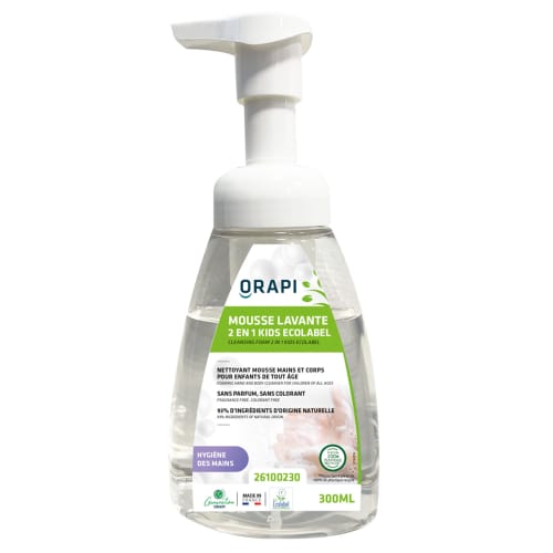 Mousse lavante 2 en 1 kids Orapi Ecolabel flacon de 300ml photo du produit front L