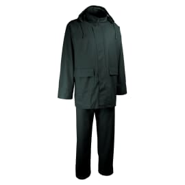 Ensemble de pluie polyester enduit PU veste et pantalon vert