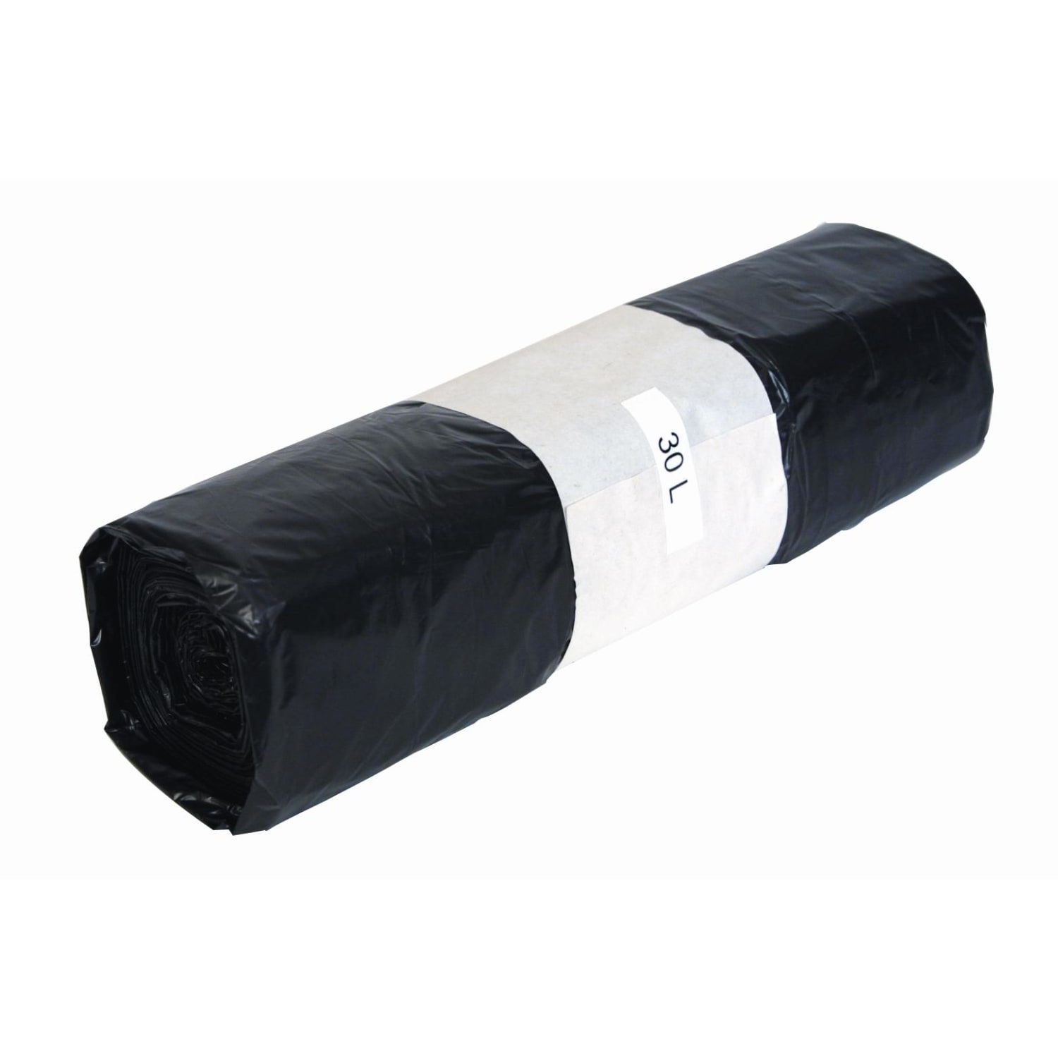 Sac plastique PE BD 30L noir 27µm lien coulissant photo du produit