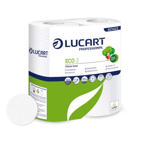 Essuie-tout ménager Lucart blanc 52 formats 22,8 x 22,7 cm Ecolabel Eco 2 photo du produit front L