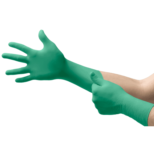 Gant de protection chimique salle blanche nitrile Ansell TouchNtuff 93-300 vert manchette 300 mm taille M photo du produit front L
