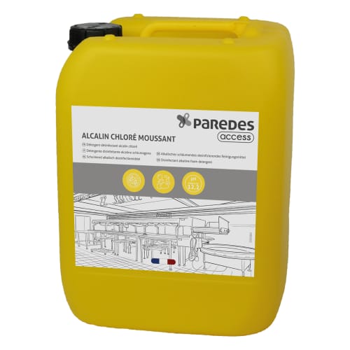 Détergent désinfectant alcalin moussant Paredes Access Alcalin chloré moussant bidon de 22Kg photo du produit front L