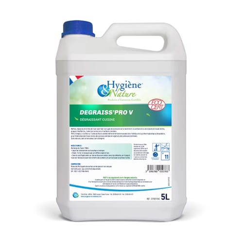 Dégraissant cuisine Hygiène et Nature Degraiss'Pro V certifié ECOCERT bidon de 5L photo du produit front L