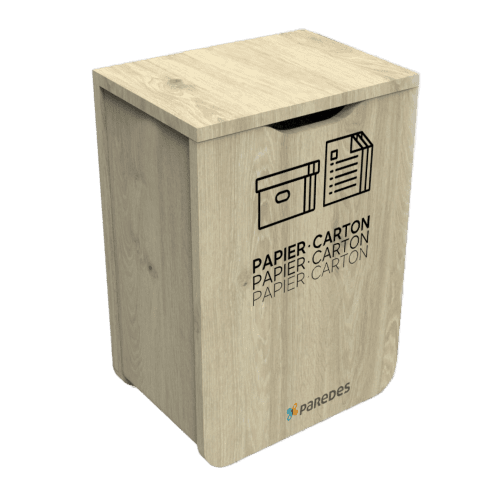 Poubelle tri sélectif Distribel pour déchets papier bois siglé Paredes 70L photo du produit front L