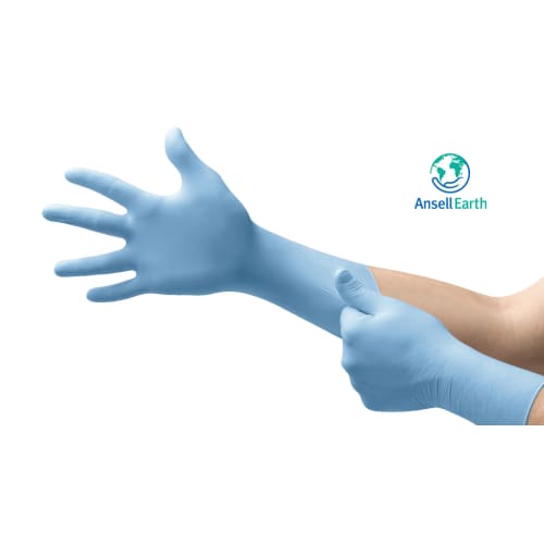 Gant de protection chimique nitrile Ansell Micro-Touch Nitra-Tex bleu non poudré taille L photo du produit front L