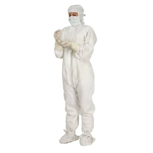 Kit Cleanguard Light avec combinaison stérile type 4 blanc pliage Pasteur et surbottes à lacets antidérapantes et cagoule masque taille XL photo du produit front L