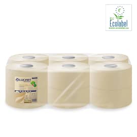 Papier toilette rouleau géant Lucart Econatural havane 180m prédécoupé 8,5 x 24 cm Ecolabel