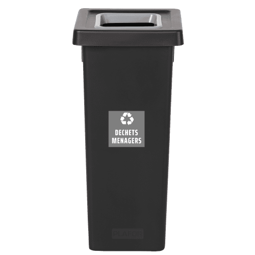 Poubelle PP recyclé Fit avec insert Ecogreen 50L noir/gris Tampel photo du produit front L
