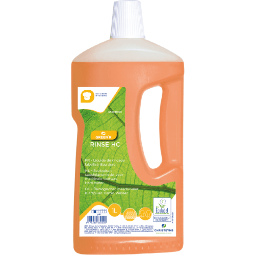 Liquide de rinçage vaisselle machine eau dure Ecolabel Christeyns Green'R Rinse HC flacon de 1L photo du produit