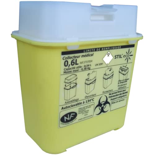Collecteur boîte à aiguilles DASRI 0,6L Essentia NF X photo du produit front L
