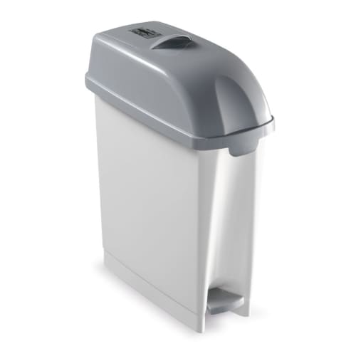 Poubelle plastique à pédale pour hygiène féminine 17L blanc photo du produit front L