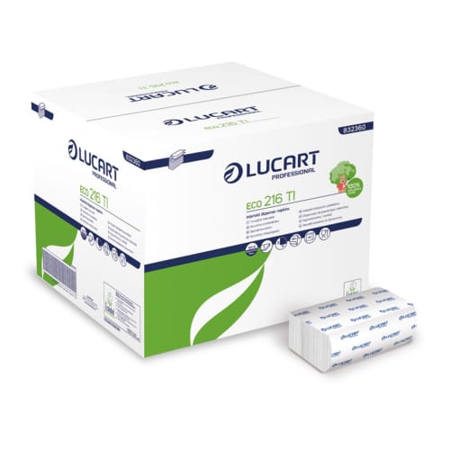 Serviette papier enchevêtrée 16 x 24 cm 2 plis Eco 216 TI blanche Ecolabel Lucart photo du produit front L