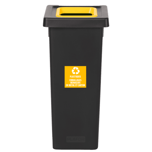 Poubelle PP recyclé Fit avec insert Ecogreen 50L noir/jaune Tampel photo du produit front L