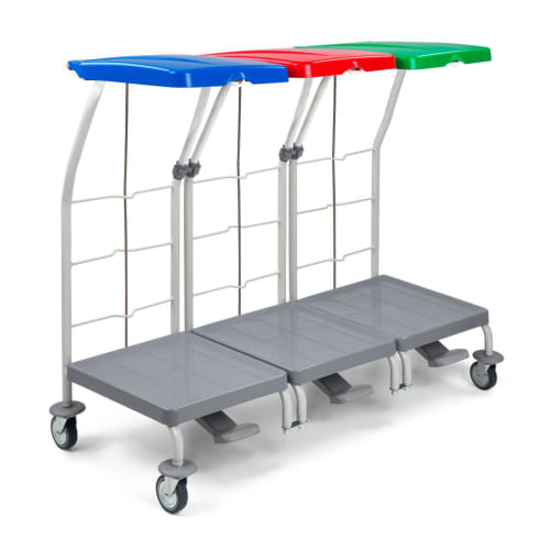 Chariot de ramassage linge 3 supports avec pédale Filmop photo du produit front L