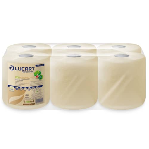 Essuyage havane dévidage central Ecolabel Lucart 450 formats 18,5 x 24 cm photo du produit front L