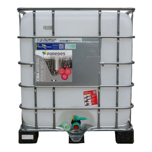 Détartrant désinfectant non moussant Paredes CIBA ANTIBAK PEROX NO3 conteneur de 1000kg photo du produit front L
