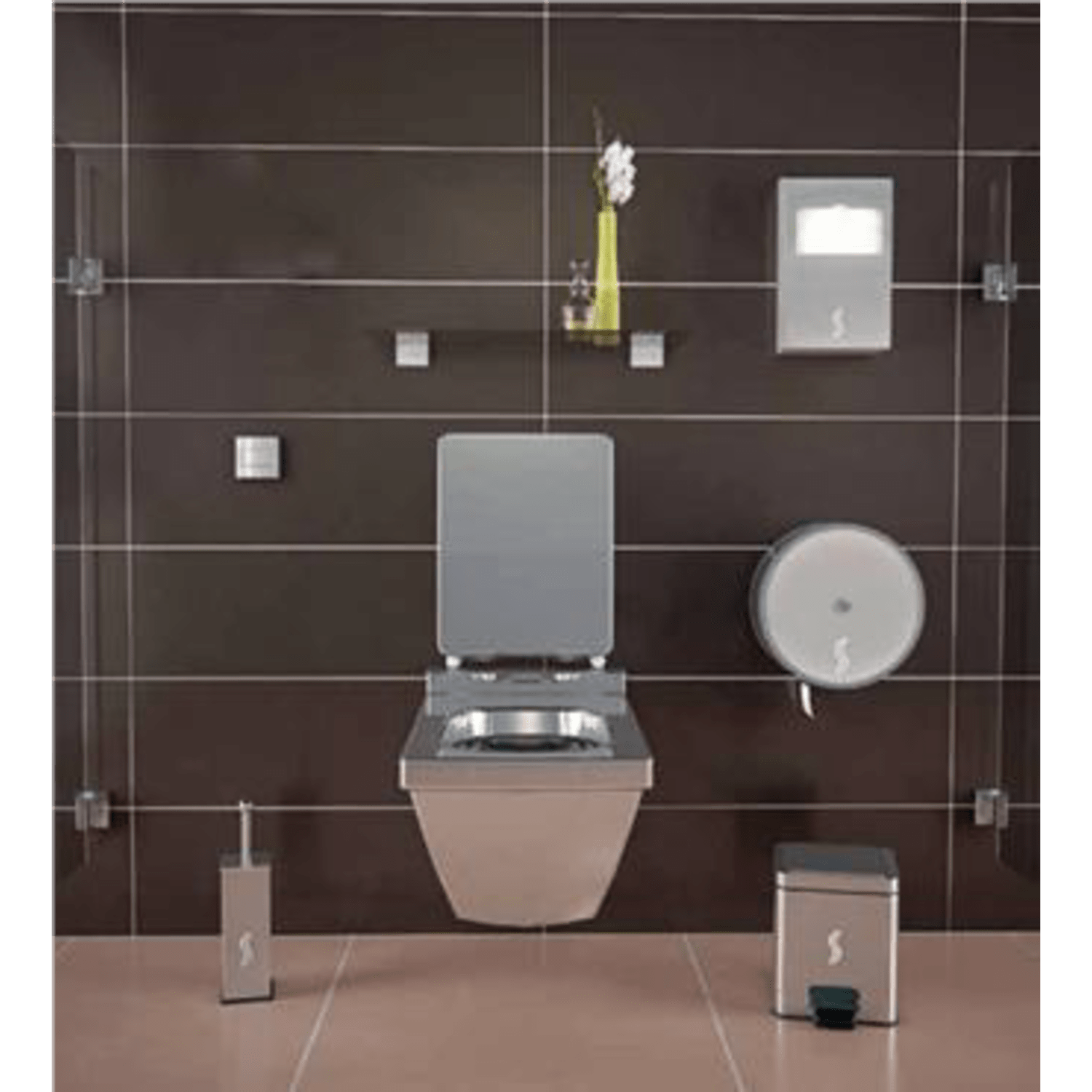 Porte-balayette WC inox design rond brossé murale ou à poser 