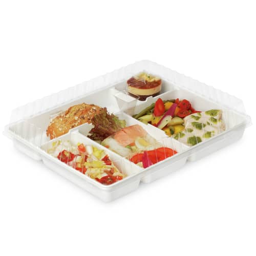 Plateau repas plastique Alphaform 5 compartiments format gastronorme blanc 320 x 260mm photo du produit front L