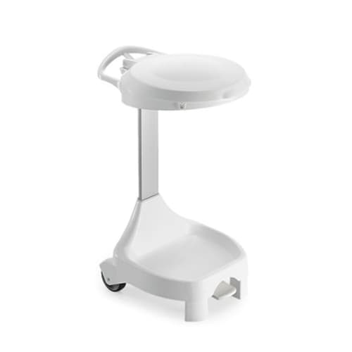 Support sac plastique mobile à pédale pour sac 110L ou 130L blanc Filmop photo du produit front L