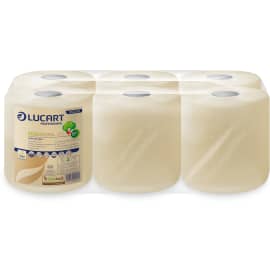 Essuyage havane dévidage central Ecolabel Lucart 450 formats 18,5 x 24 cm