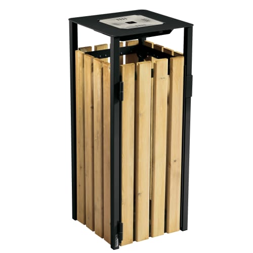 Corbeille bois Eden avec cendrier 1,5L gris Rossignol photo du produit front L