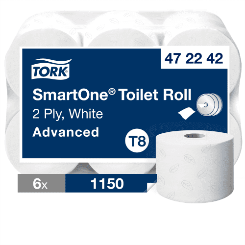Papier toilette rouleau mini géant Tork Ecolabel blanc 207m prédécoupé 13,4 x 18 cm photo du produit front L