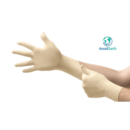 Gant de protection chimique latex Ansell Micro-Touch Coated blanc non poudré taille XS photo du produit front L