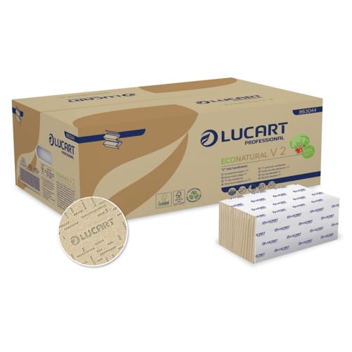 Essuie-mains plié V havane 21 x 21 cm Ecolabel Lucart photo du produit front L