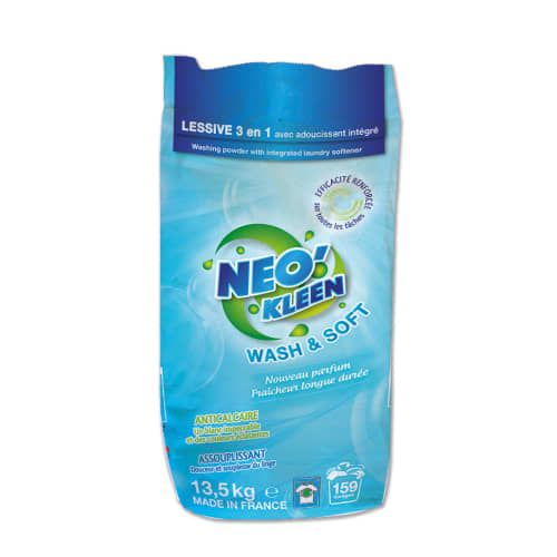 Neo Kleen Wash and Soft lessive poudre 3-en-1 sac de 13,5kg photo du produit front L