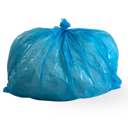 Sac plastique PE BD 90L bleu transparent 35µm photo du produit front L