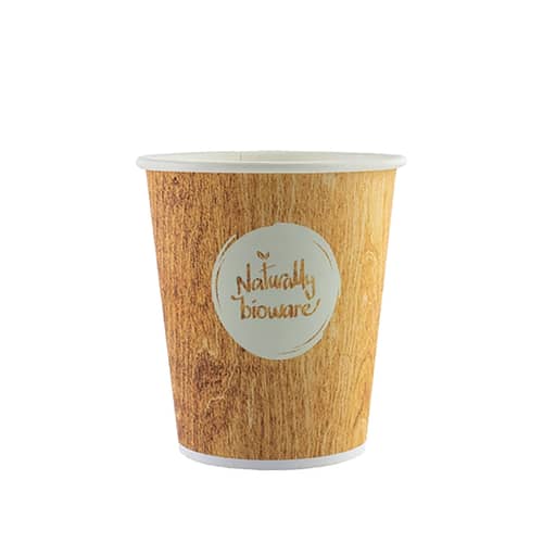 Gobelet carton compostable Huhtamaki Bioware impression bois 10cl photo du produit front L