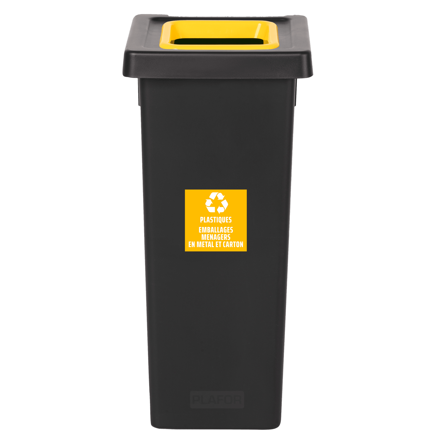 Poubelle PP recyclé Fit avec insert Ecogreen 50L noir/jaune Tampel photo du produit