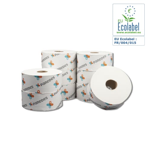 Papier toilette maxi jumbo dévidage central blanc 250m Paredes photo du produit front L