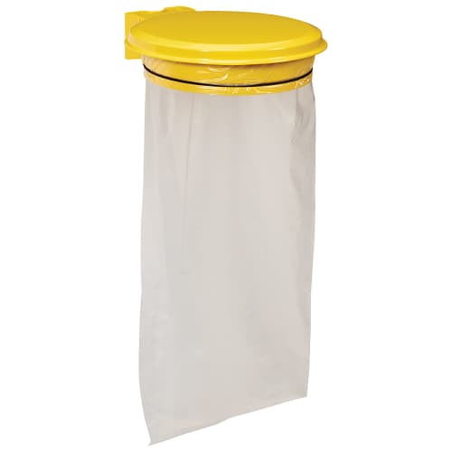Support sac mural métal avec couvercle 110L jaune Rossignol photo du produit front L