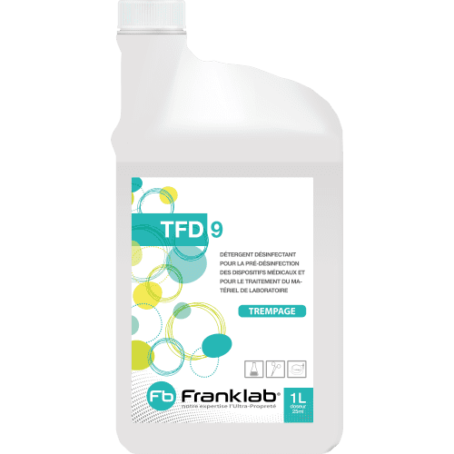 Pré-désinfectant instruments Franklab TFD9 flacon doseur de 1L photo du produit front L