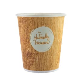 Gobelet carton compostable Huhtamaki Bioware impression bois 18cl