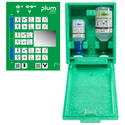 Coffret mural de premiers secours oculaires Plum (avec pH Neutral 200ml & NaCl 500ml) photo du produit front L