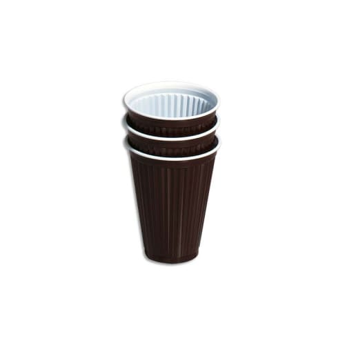 Gobelet plastique isotherme rainuré 18/20cl marron photo du produit front L