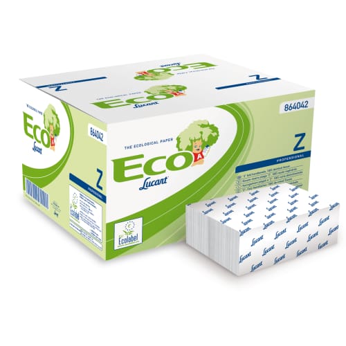 Essuie-mains plié blanc 2 plis 32 x 22,5 cm certifié Ecolabel Lucart photo du produit front L