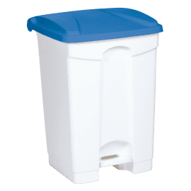 Poubelle Strongly 45L blanche + couvercle bleu Tampel photo du produit