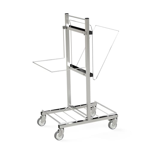 Chariot double supports sacs, carton ou fût DASRI inox Villard photo du produit front L