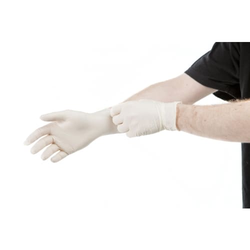 Gant à usage unique latex Mutexil blanc non poudré taille S photo du produit front L