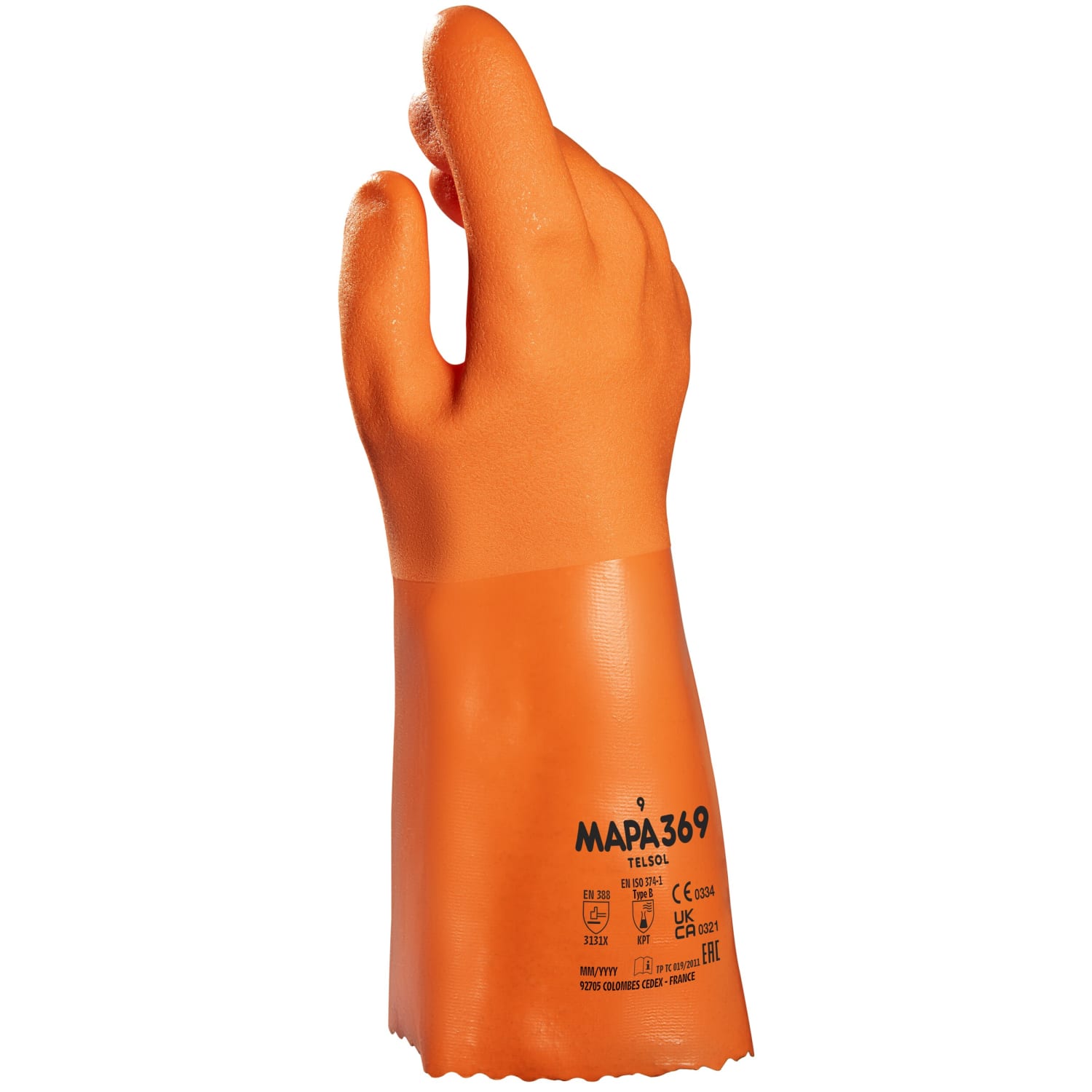 Gants de protection chimique Mapa Professional TELSOL 369 PVC taille 9 ...