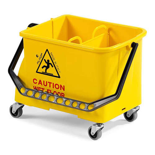 Seau bi-bac PLP 2 x 8L jaune avec roues Filmop photo du produit front L