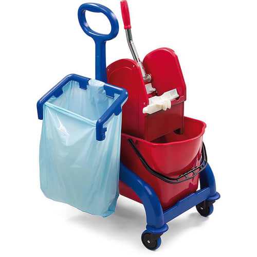 Chariot de lavage Filmop Fred 2x15L timon latéral avec presse à mâchoires et support sac photo du produit front L